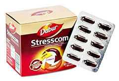 Dabur Ayurvedic Stresscom Ashwagandha-Kapsel, 10 Stück (12 Streifen), 120 Kapseln