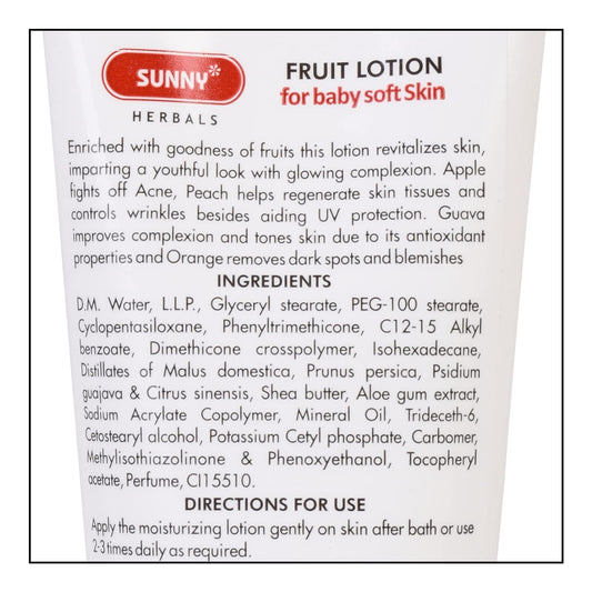 Bakson's Sunny Herbals Fruit mit Apfel, Pfirsich, Guave und Orange für babyweiche Hautpflegelotion, 100 ml