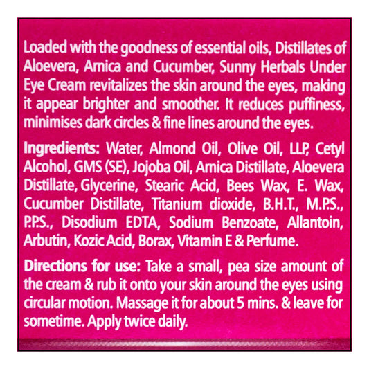 Bakson's Sunny Herbals Under With Aloevera & Cucumber Minimises Dark Circles Eye Cream 50gm