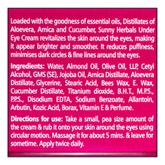 Bakson's Sunny Herbals Under With Aloevera & Cucumber Minimises Dark Circles Eye Cream 50gm