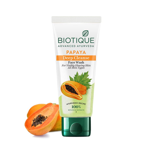 Biotique Глубокое очищение с папайей, медовый гель и свежесть нима для борьбы с прыщами Успокаивает и питает Пенка для умывания лица Формула без мыла Уменьшает сухость 100% растительные экстракты Подходит для всех типов кожи