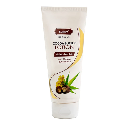 Bakson's Sunny Herbals Kakaobutter mit Aloe Vera und Calendula spendet Feuchtigkeit, Hautpflegelotion, 100 ml