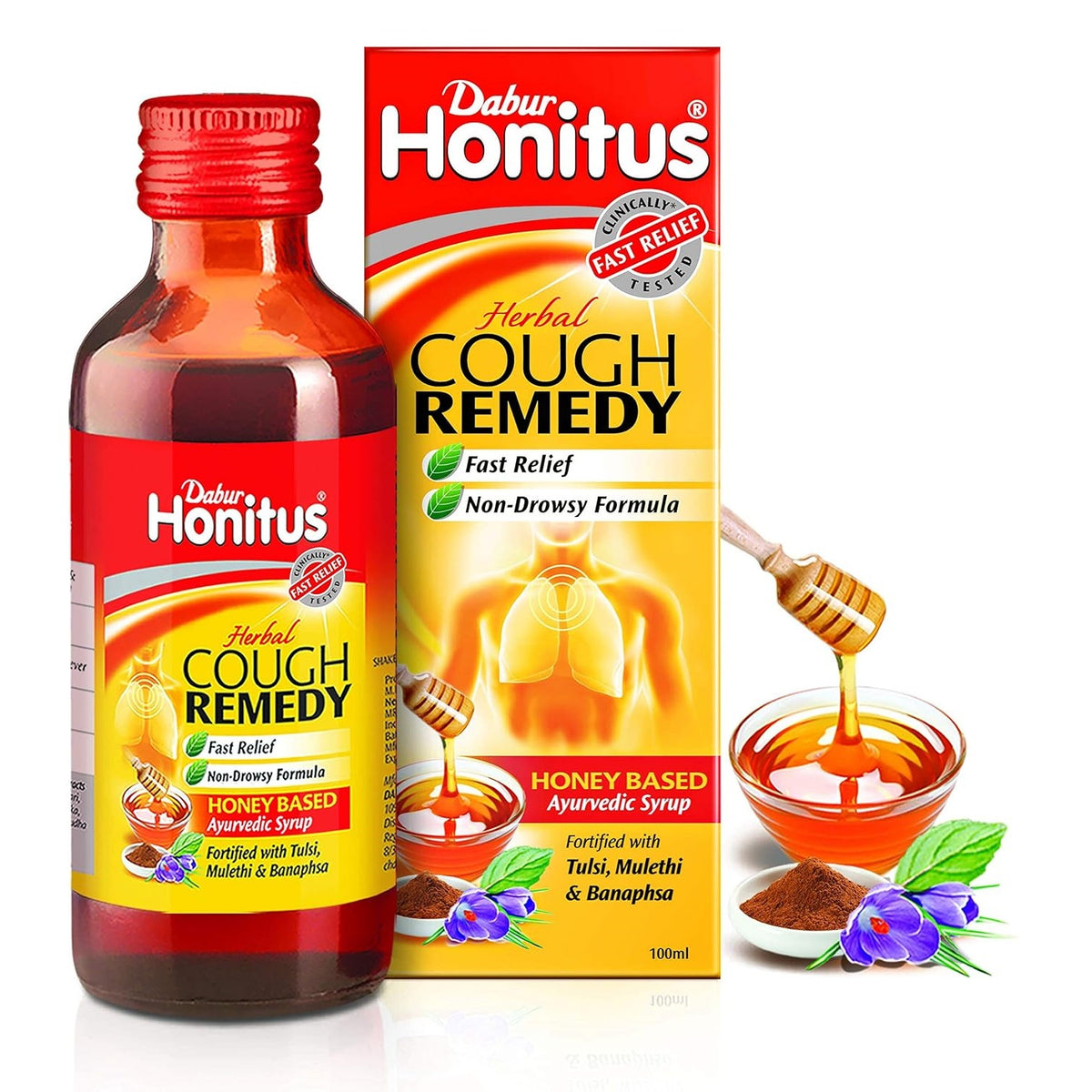 Dabur Sugar Free Honitus Honey Based Ayurvedic Fast Relief From Cough,Cold Syrup