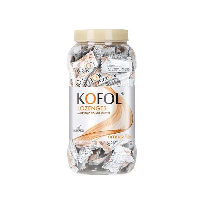 Charak Ayurvedic Kofol Mint,Orange & Honey Lemon Flavor White Lozenges Jar Tablets