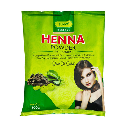 Bakson's Sunny Herbals Henna mit Arnika, natürliche Farbe und Spülung für Haarpuder