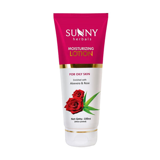 Bakson's Sunny Herbals Feuchtigkeitslotion mit Aloe Vera und Rose für fettige Haut, Pflegelotion, 100 ml