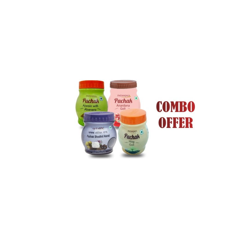 Patanjali Ayurvedic Pachak Aanrdana,Hing Goli,Shodhit Harad,Ajwain With Aloevera Combo Tablets