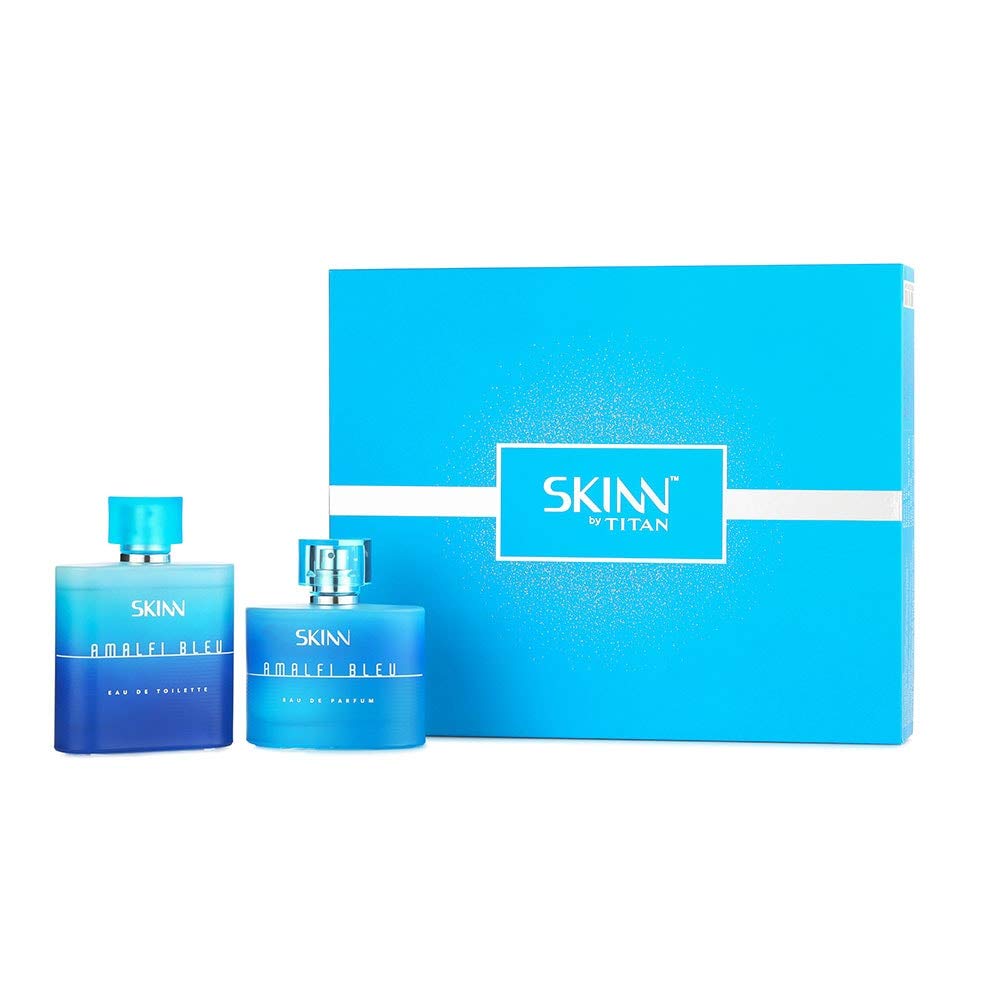 Skinn By Titan Fragrances Pair Amalfi,Blue Eau De Unisex Perfume Spray 90 ml (Pack of 2)