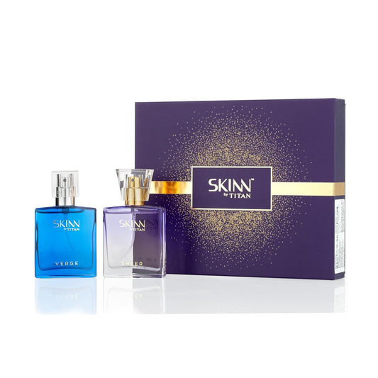 Skinn By Titan Mini-Geschenkset für Männer und Frauen, Eau de Toilette, Parfümspray „Verge“ 25 ml und „Sheer“ 25 ml