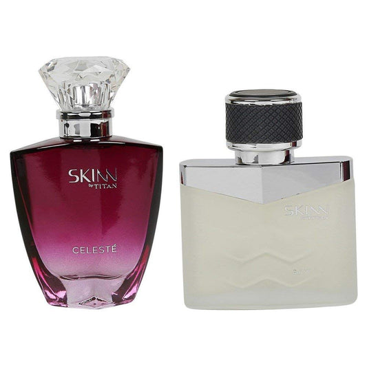 Skinn by Titan Raw 50 ml und Celeste 50 ml Parfümspray für Männer und Frauen