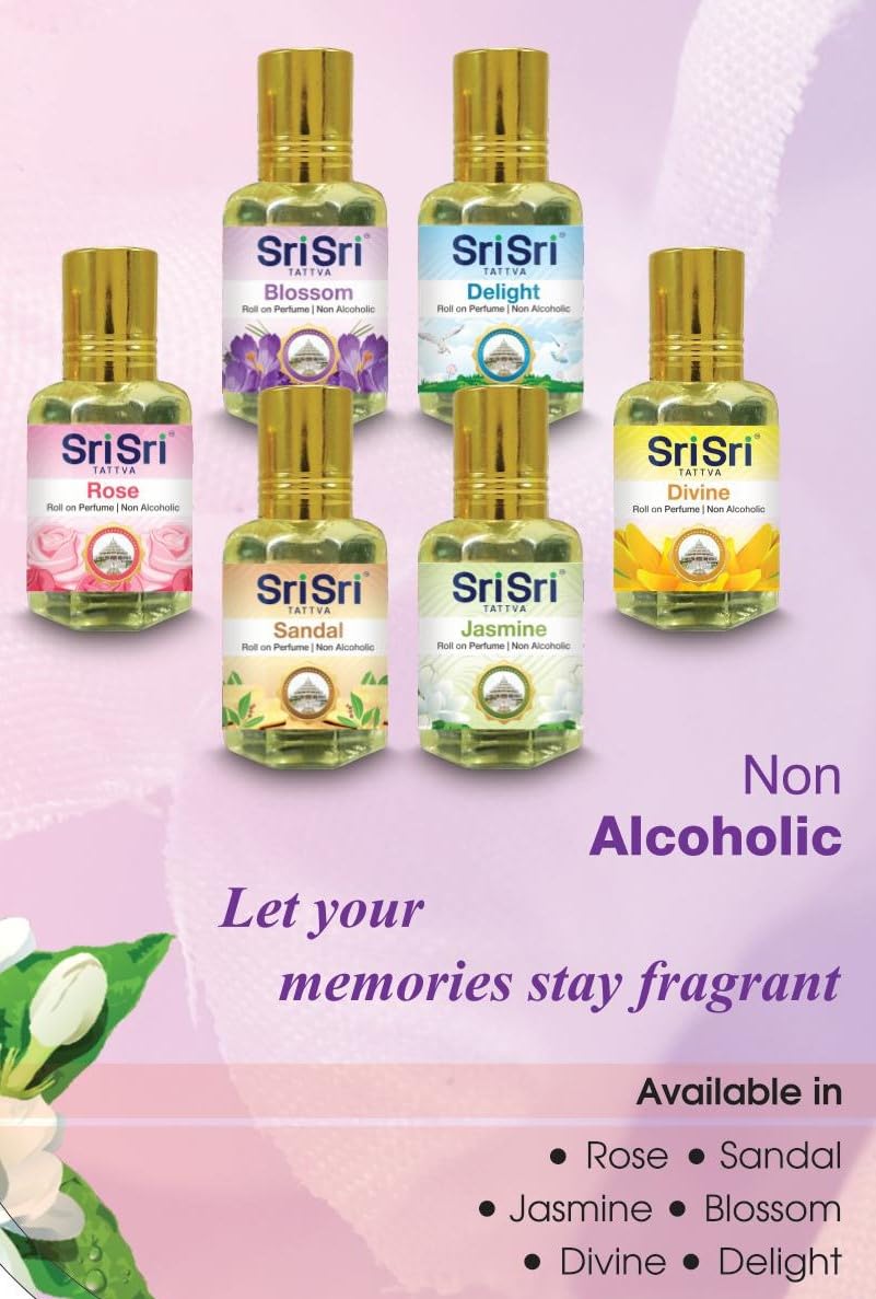 Sri Sri Tattva Aroma Blossom, Divine, Deligth, Jasmine, Rose &amp; Sandal Roll-on-Parfüm