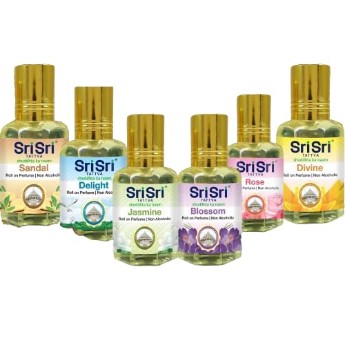 Sri Sri Tattva Aroma Blossom,Divine,Deligth,Jasmine,Rose & Sandal Roll on Perfume