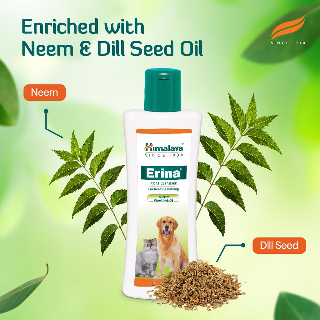 Очищающее средство для шерсти домашних животных Himalaya Erina для регулярного купания, жидкость с ароматом мяты