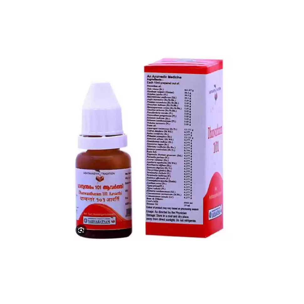 Vaidyaratnam Ayurvedic Dhanwantharam 101 Aavarthi 10ml,3 Aavarthi 100ml & 41 Aavarthi 10ml Thailam Oil