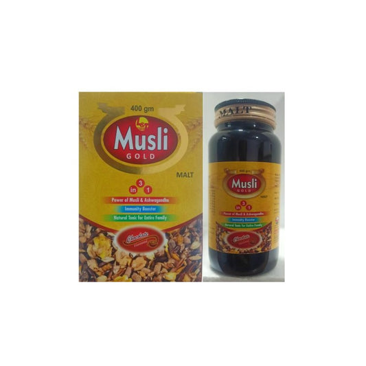 L &amp; T Healthcare Musli Gold Malt Tonic für Kraft, Vitalität, Stemina, ein glückliches Sexualleben, lange schlechte Zeiten, zusätzliche Kraft, Vergnügen, flüssig, 400 g