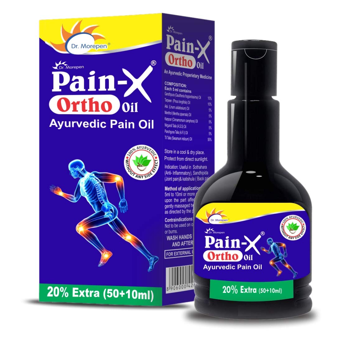 Dr Morepen Pain X Ortho Ayurvedic Pain Relief Oil Muscle Pain Back Oil 60 ML