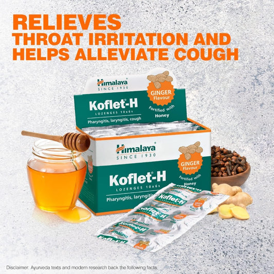 Himalaya Herbal Ayurvedic Koflet-H Lutschtabletten Geschmack Orange &amp; Ingwer 10 x 6 Stück