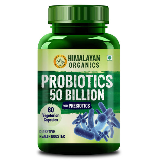 Himalayan Organics Probiotics 50 Milliarden KBE mit Präbiotika, vegetarisch, 60 Kapseln