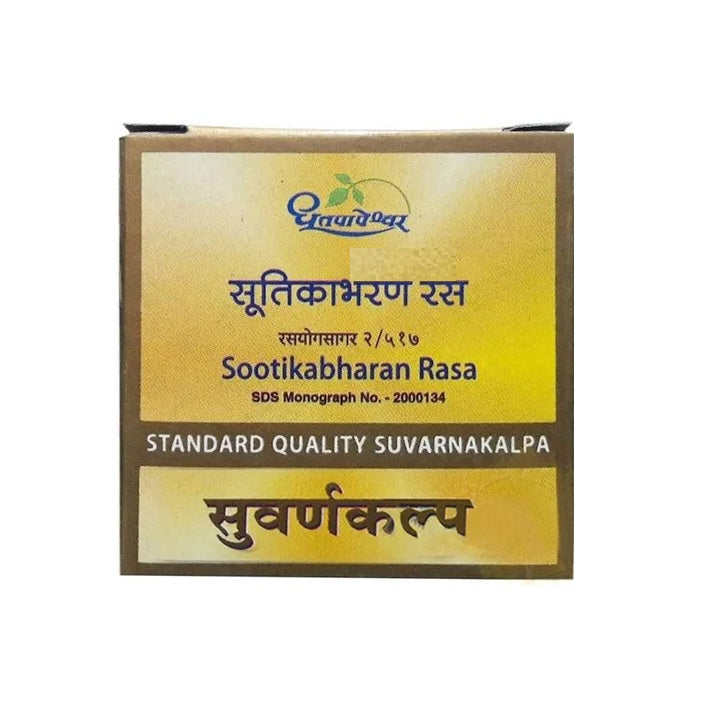 Dhootapapeshwar Ayurvedic Sootikabharan Rasa Standard Quality Suvarnakalpa 10 Tablet