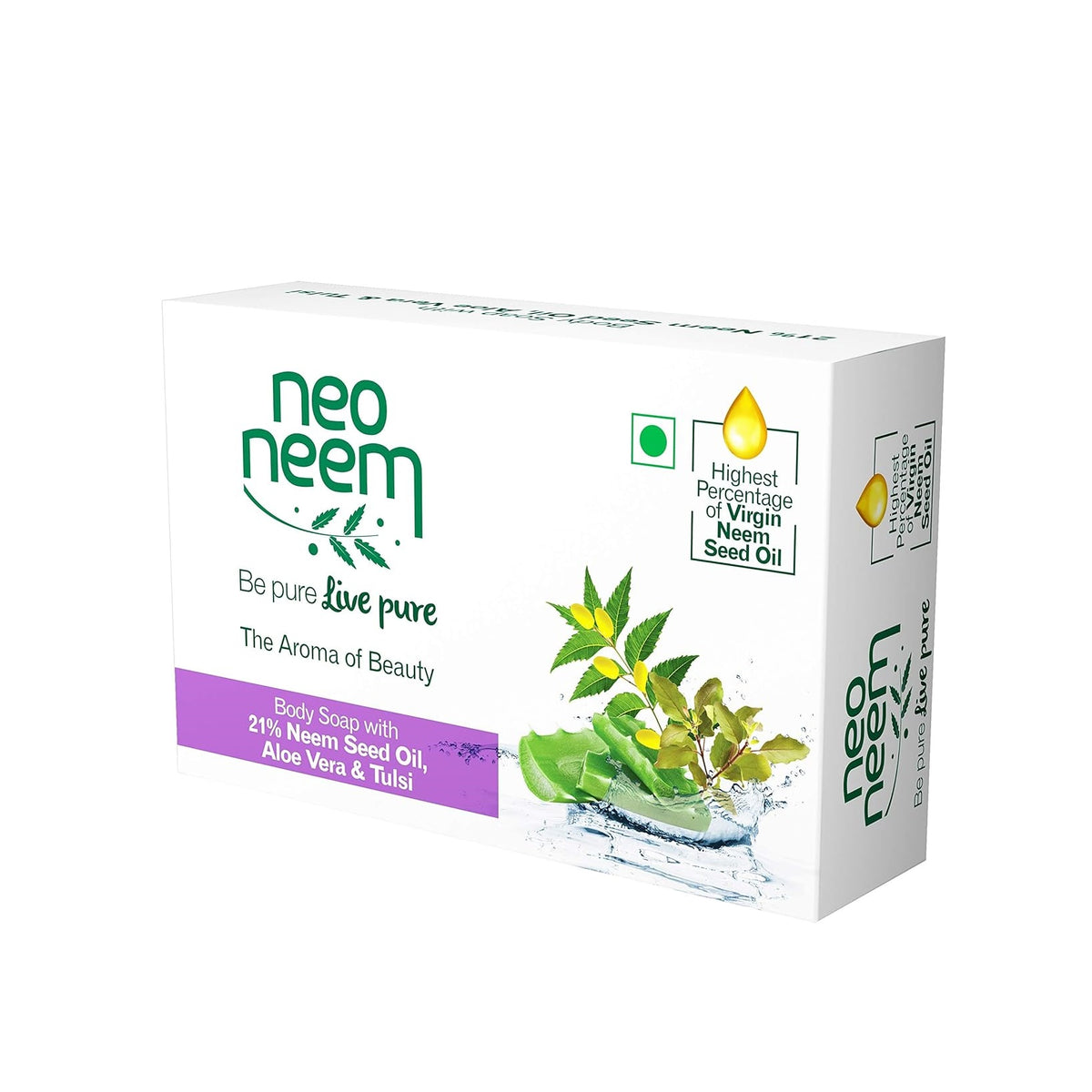 Gnfc Neo Neem Soap Aloe Vera and Tulsi With 21% Neem Seed Oil Soap 3 x 75 g