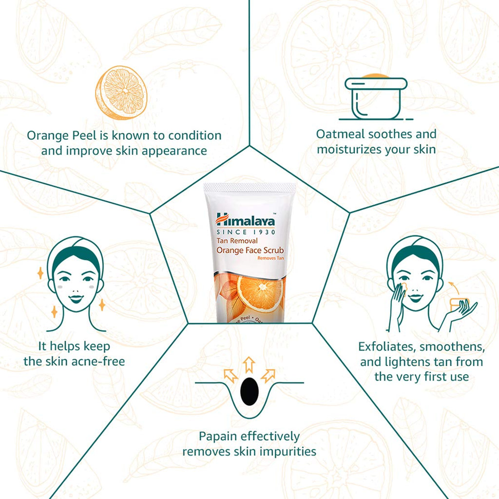 Himalaya Herbal Аюрведический уход за собой Удаление загара Апельсин мягко очищает загорелые клетки кожи, выявляет сияющую кожу Скраб для лица