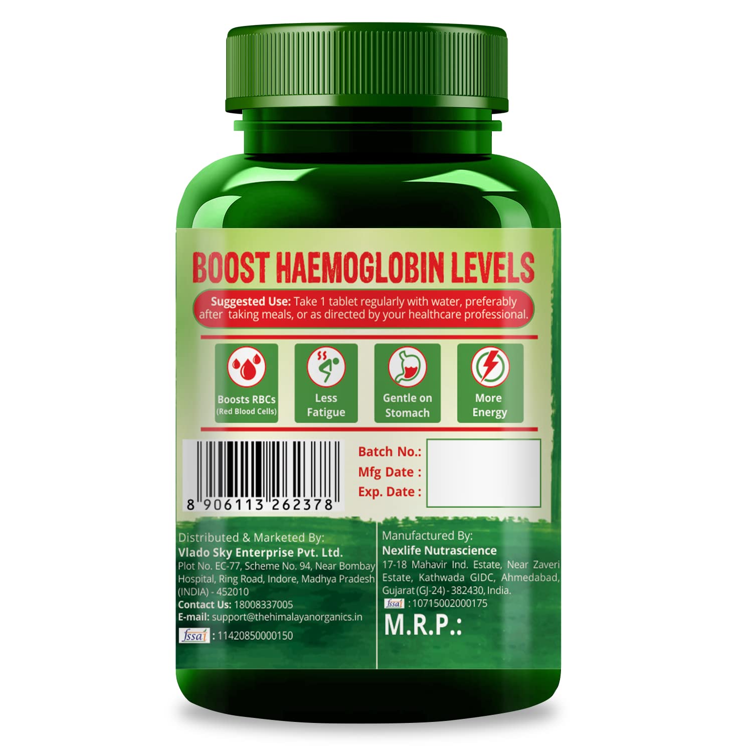 Himalayan Organics Chelated Iron With Vitamin C Supplement 120 Vegetarian Tablets