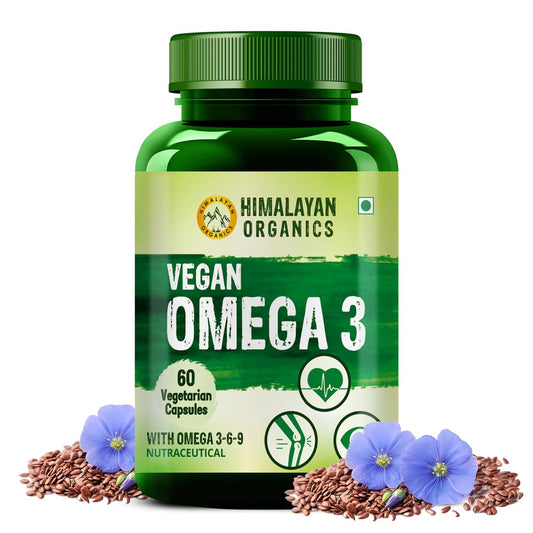 Himalayan Organics Omega 3 6 9, veganes, natürliches Nahrungsergänzungsmittel für Muskeln, Knochen, Herz und Haut, 90 Kapseln