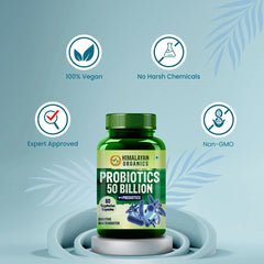 Himalayan Organics Probiotics 50 Billion CFU With Prebiotics Vegetarian 60 Capsules