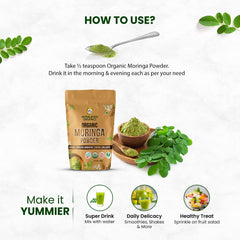 Himalayan Organics zertifiziertes Bio-Moringa-Pulver (Moringa Oleifera), pflanzliches Nahrungsergänzungsmittel für allgemeines Wohlbefinden, Pulver, 350 g