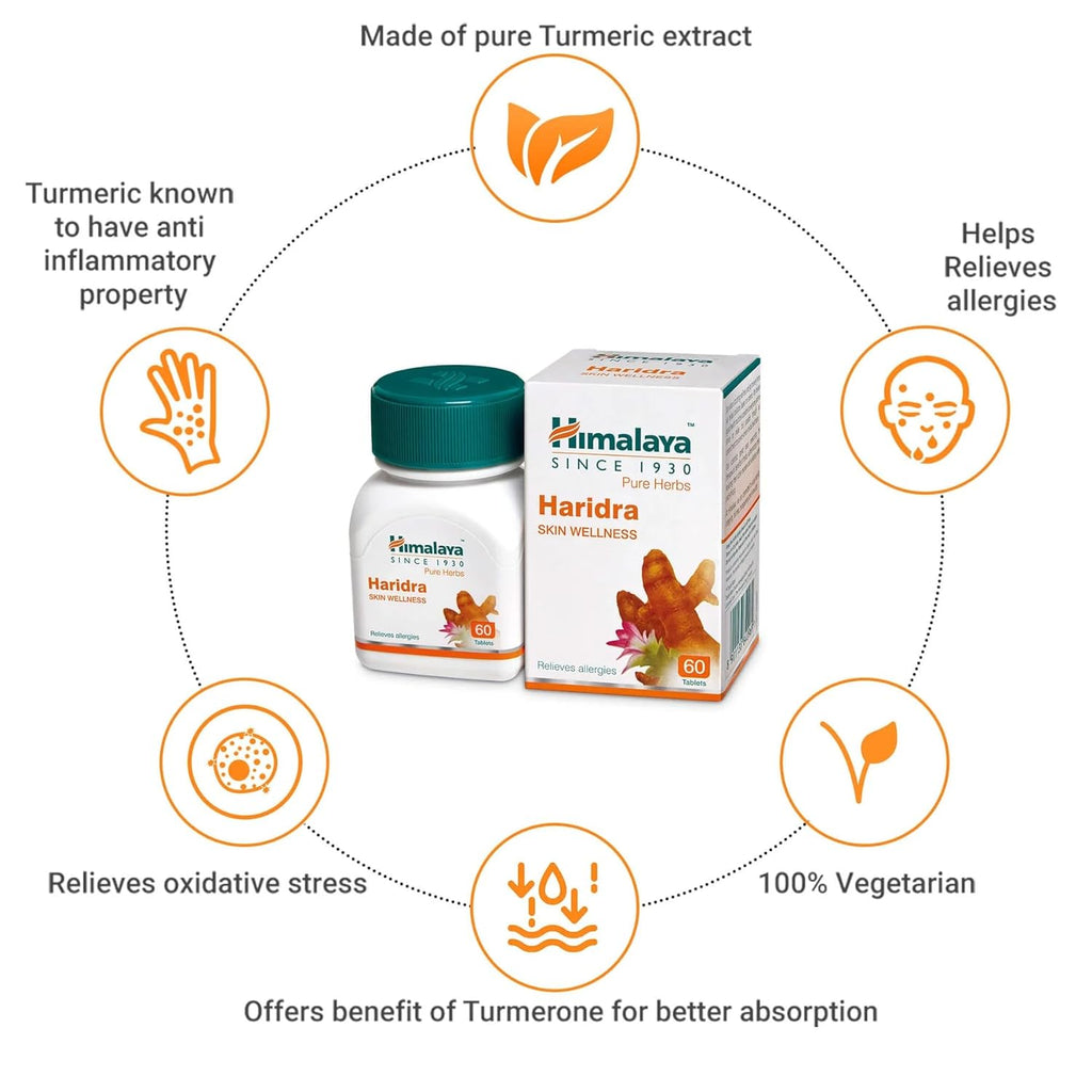 Himalaya Pure Herbs Skin Wellness Травяной аюрведический препарат Харидра снимает аллергию, 60 таблеток