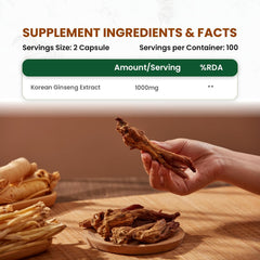 Himalayan Organics Korean Red Ginseng 1000mg/Serve Vegetarian 100 Capsules