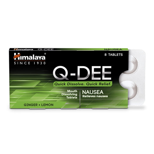 Himalaya Herbal Ayurvedic Q-DEE Übelkeit Schnell auflösend, Schnelle Linderung, Lindert Übelkeit 8 Tabletten