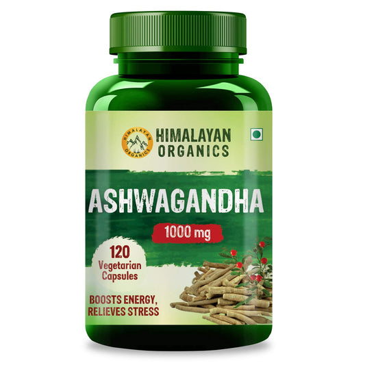 Himalayan Organics Ashwagandha 1000 mg/Portion zur Linderung von Angstzuständen und Stress sowie für mehr Ausdauer, vegetarische Kapseln