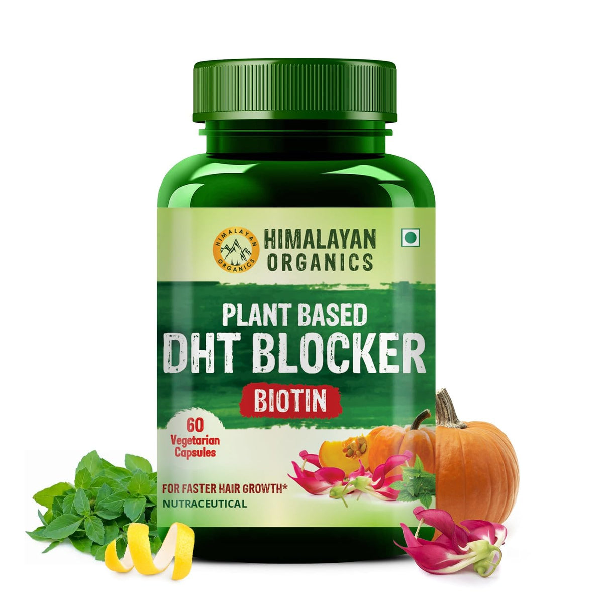 Himalayan Organics Plant Based DHT Blocker Biotin Vegetarian 60 Capsules