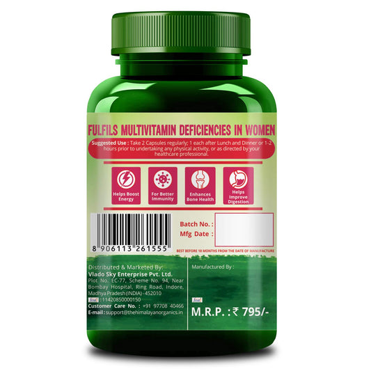 Himalayan Organics Whole Food Multivitamin für Frauen, natürliche Vitamine und Mineralien, 60 vegetarische Kapseln