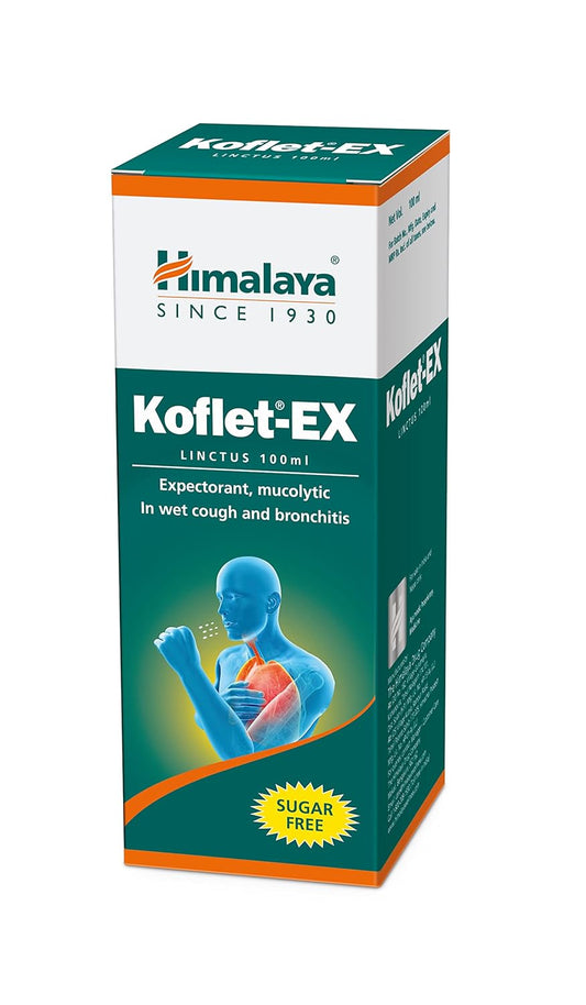 Himalaya Herbal Ayurvedic Koflet-Ex Linctus Expektorans, Schleimlöser bei feuchtem Husten und Bronchitis, Flüssigkeit, 100 ml