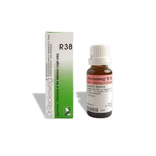 Dr Reckeweg Homoeopathy R38 Affections Of The Abdomen Right Side Drops 22 ml