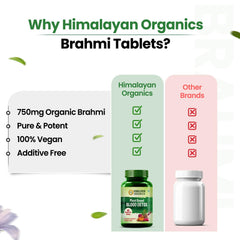 Таблетки Himalayan Organics Brahmi. Чистые травы для здоровья разума. Помогают улучшить бдительность (120 таблеток).