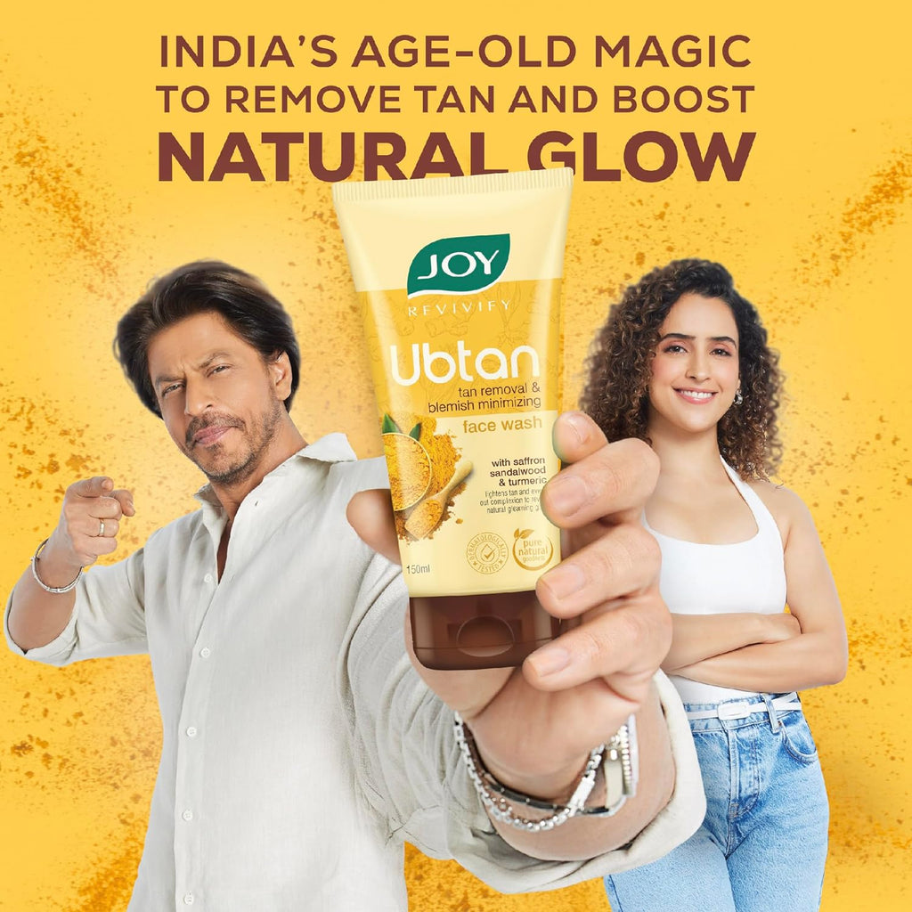 Joy Revivify Ubtan Средство для умывания лица Удаление загара и минимизация пятен с шафраном Куркума Нутовая мука Миндальное масло Розовая вода Сандаловое масло Шарики грецкого ореха Равномерный цвет лица и естественное сияние