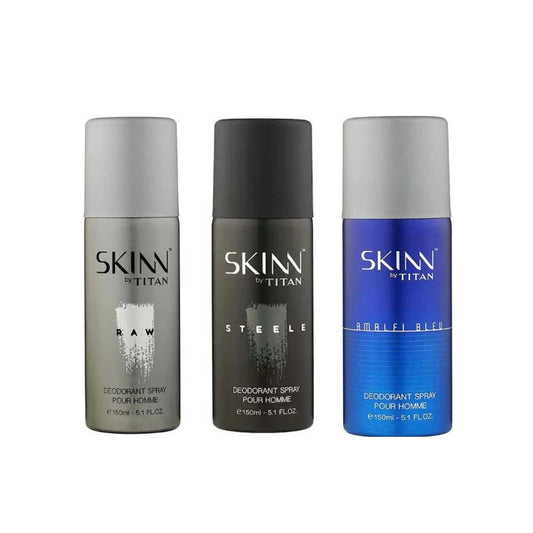 Skinn by Titan Deodorant Spray Pour Homme Raw,Steele &amp; Amalfi Bleu für Männer 150ml