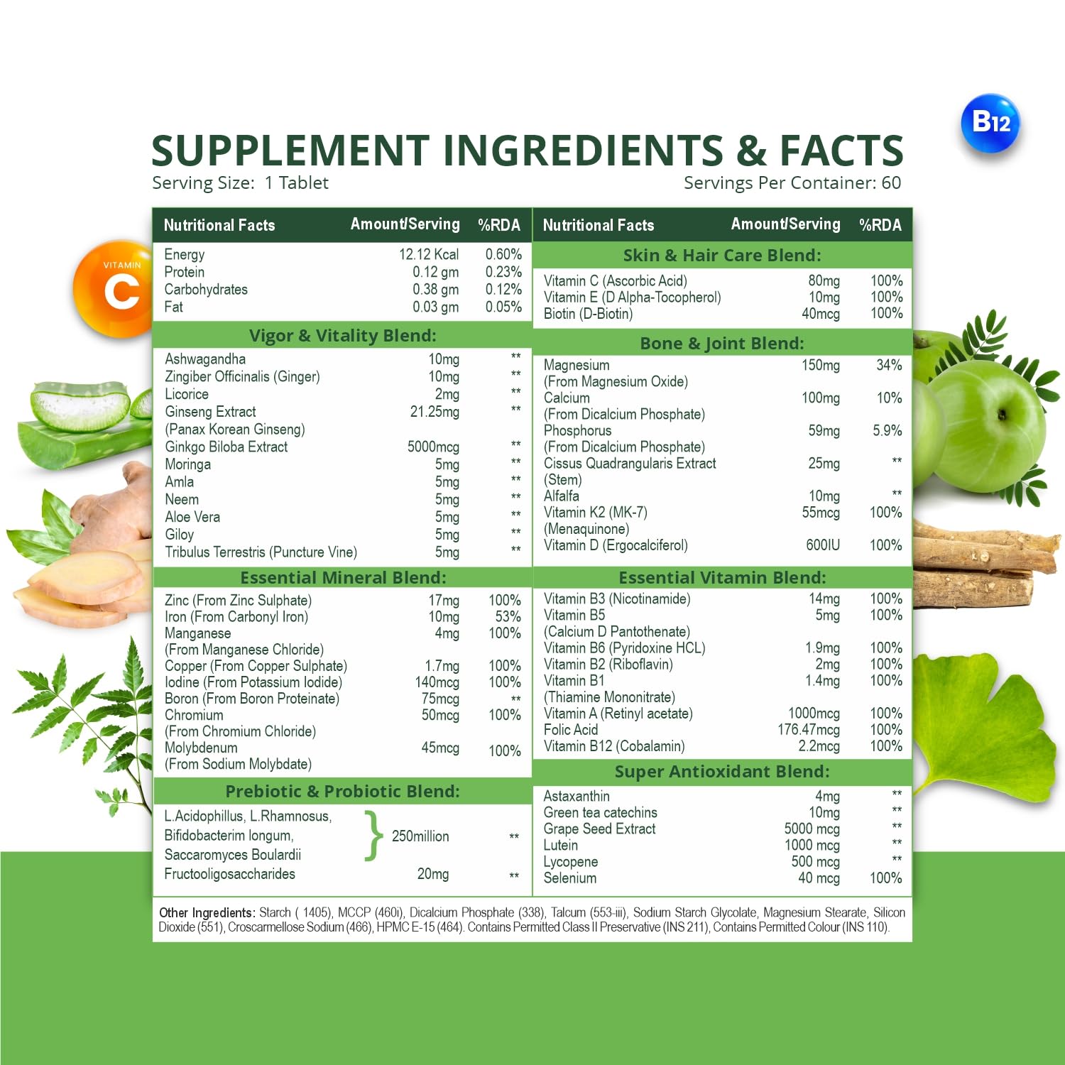 Himalayan Organics Multivitamin With Probiotics 45 Ingredients 180 Tablets