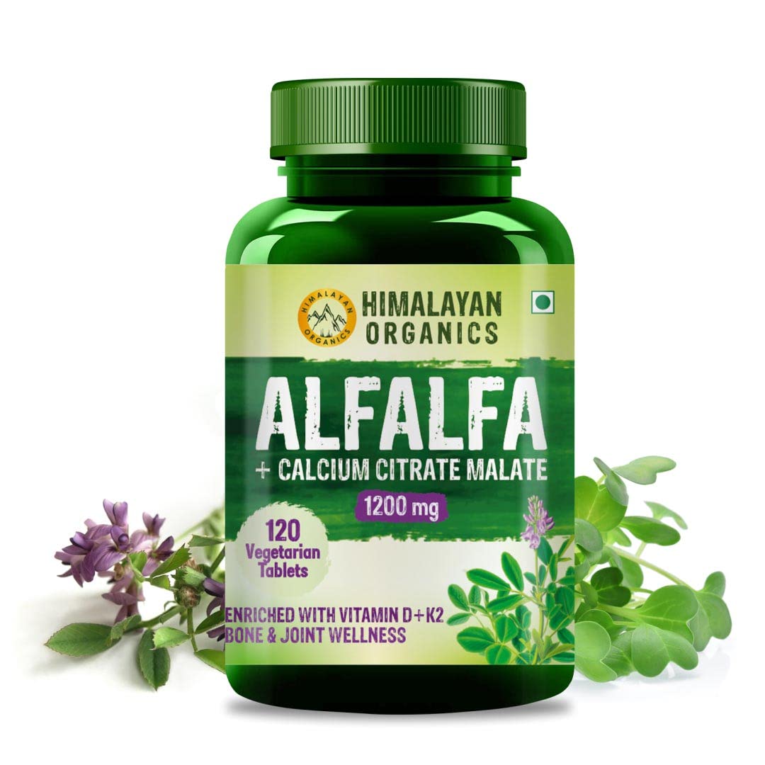 Himalayan Organics Alfalfa + Calcium Citrate Malate 1200mg Vegetarian 120 Tablets