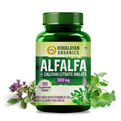 Himalayan Organics Alfalfa Calciumcitratmalat 1200 mg mit Vitamin D, K2, Mk7, B12, Zink und Magnesium, 120 vegetarische Tabletten