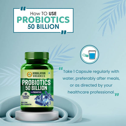 Himalayan Organics Probiotics 50 Billion CFU With Prebiotics Vegetarian 60 Capsules