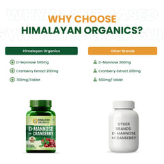 Himalayan Organics D-МАННОЗА + клюква, богатая антиоксидантами добавка для здоровья почек и инфекций мочевыводящих путей, 90 таблеток