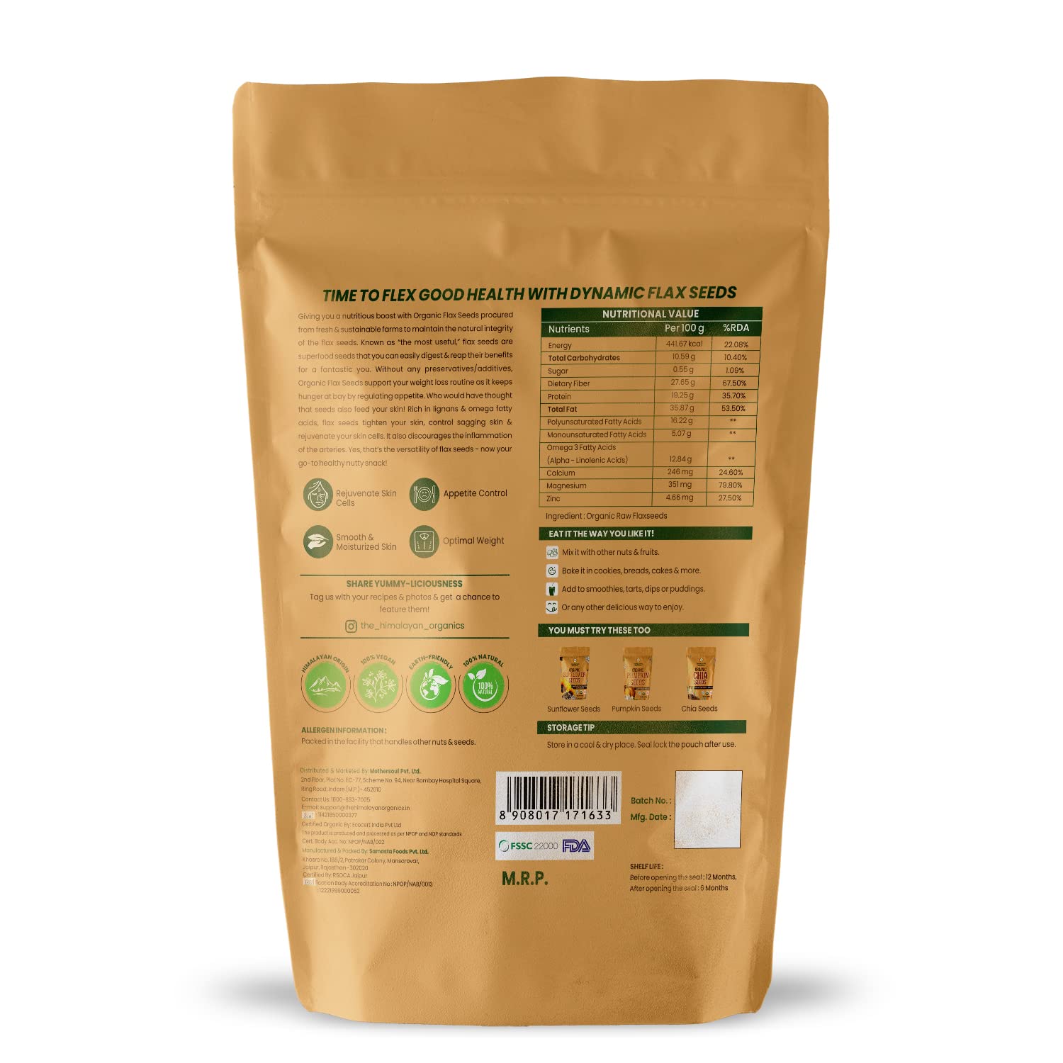 Himalayan Organics Flax Seeds 400g