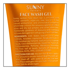 Bakson's Sunny Herbals Face Wash Gel Calendula And Tea Tree Oil Natural Cleanser Gel