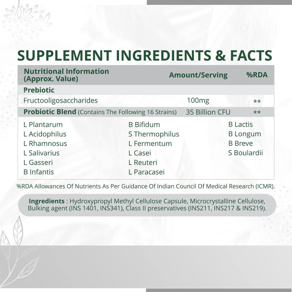 Himalayan Organics Probiotics Supplement 35 Billion CFU Vegetarian 100 Capsules