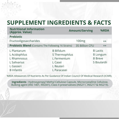 Himalayan Organics Probiotics Supplement 35 Billion CFU Vegetarian 100 Capsules