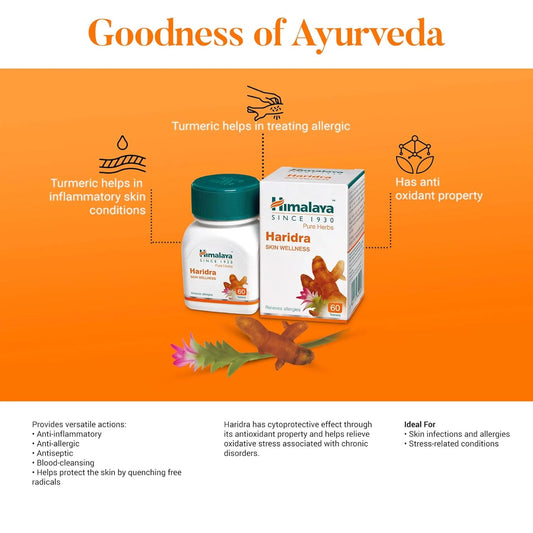 Himalaya Pure Herbs Skin Wellness Herbal Ayurvedic Haridra lindert Allergien, 60 Tabletten